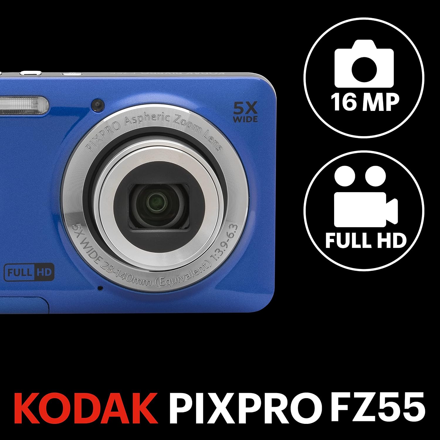 KODAK Compact Cameras - FZ55 BL - 5x CMOS - Li-ion Battery