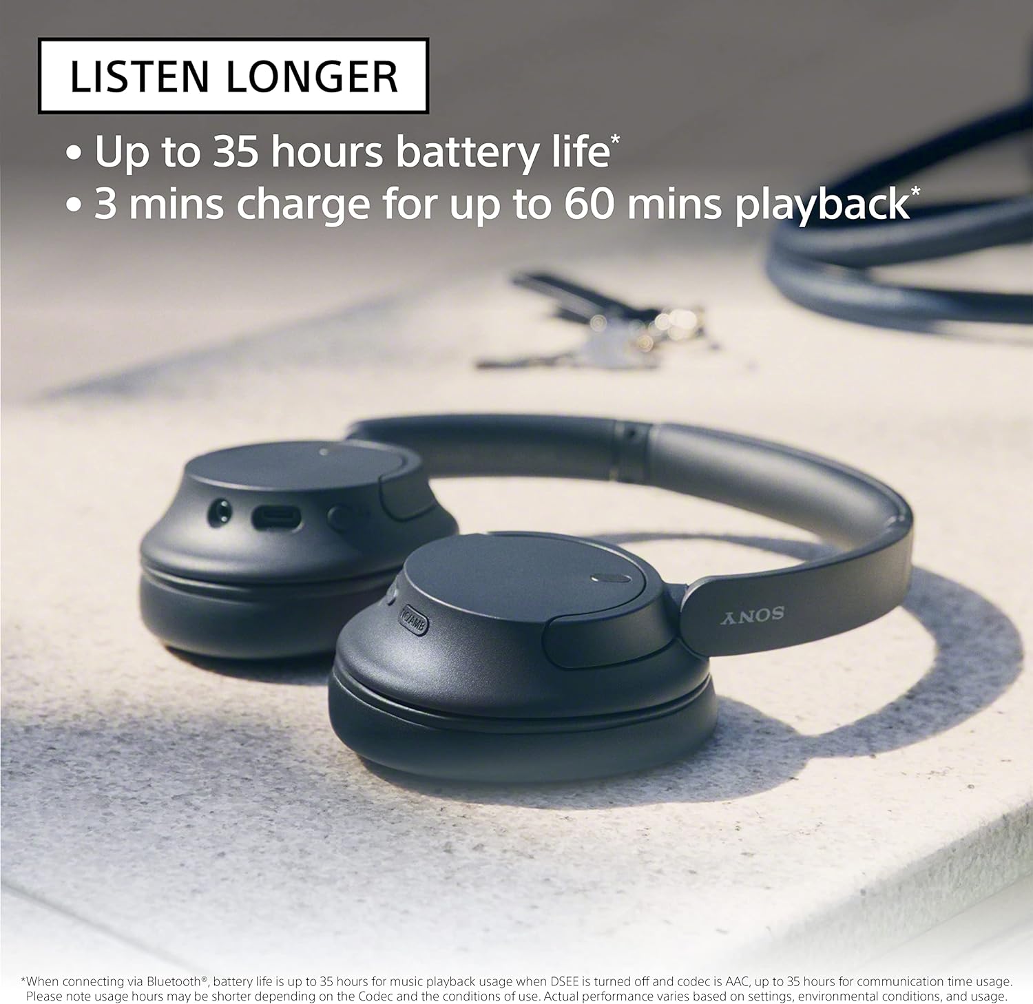 Sony WH-CH720N Wireless Noise Cancelling Headphones, 35 hours battery life, Clearer hands-free calling, Multipoint Connection, White, UAE Version - 1-Year warranty