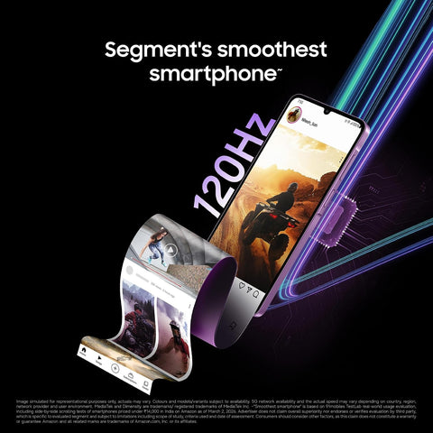 Samsung Galaxy M17e 5G Mobile (Blitz Blue, 6GB RAM, 128GB Storage) | Smoothest 120 Hz Refresh Rate| Monster 6000 mAh Battery | IP54 | 6 Gen OS Upgrades | AI | Gemini Live | Without Charger
