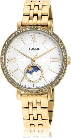 Fossil Women's Jacqueline Stainless Steel Multifunction Watch, Gold Moonphase, One Size, Jacqueline Multifunction Stainless Steel Watch - ES5167