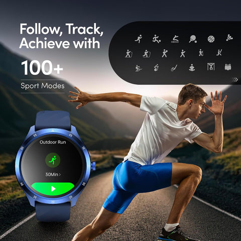 Fastrack Jupiter Flex Smart Watch, 1.38" UltraVu Display, Bluetooth Calling, Health Suite with SpO2, Heart Rate, Sleep Tracking, 100+ Watch Faces, (Blue)