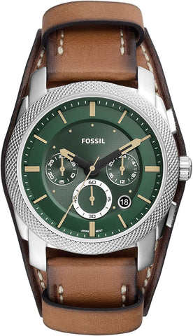 Fossil FS5962 Machine Chronograph Tan Eco Leather Watch for Men, Silver, 22 mm Size, Brown/Sliver