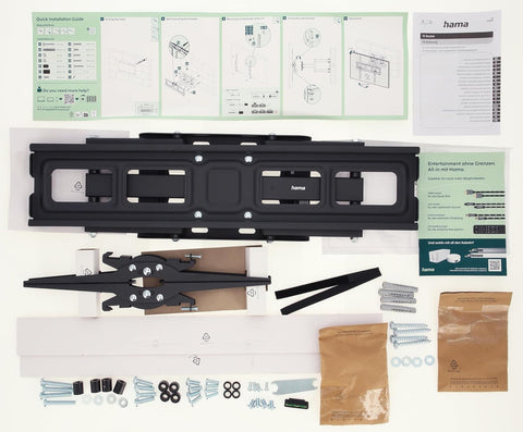 Hama TV Wall Mount Swivelling, Tilting, Extendable (TV Wall Mount 32-84 Inches, VESA 100 x 100 to VESA 600 x 400, up to 50 kg, 2 Arms, 3 Joints, with Fischer Dowels and Drilling Template) Black