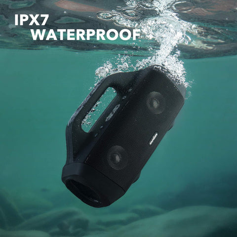 soundcore Anker Motion Boom Bluetooth Speaker with Titanium Audio Drivers, BassUp Technology, IPX7 Water Protection, 24h Battery, Ideal for Outdoors, Garden, Beach | 24H Playtime, App, Built-in Handle, Outdoor Speaker for Camping, Pool, Beach, Backyard