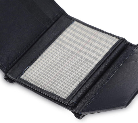 Tri-Fold Organised Wallet Flat Nappa Genuine and Smooth Leather Upper IM2021XDA0006-400-Navy Blue