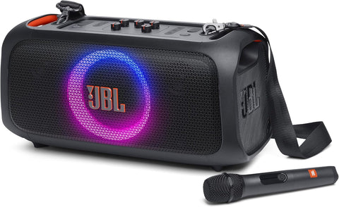 JBL Partybox Ultimate Massive party speaker with powerful sound, multi-dimensional lightshow, and splashproof design.