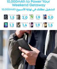 Anker Power Bank, Compact Portable Charger (PowerCore 10K) 10,000mAh Battery Pack with PowerIQ Charging Technology and USB-C for iPhone 17, iPad, Samsung Galaxy, Pixel, and More