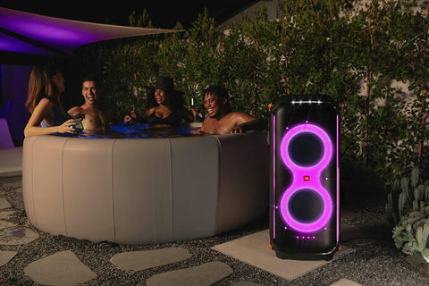 JBL Partybox Ultimate Massive party speaker with powerful sound, multi-dimensional lightshow, and splashproof design.