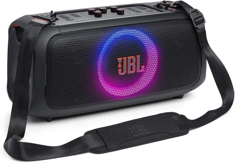 JBL Partybox Ultimate Massive party speaker with powerful sound, multi-dimensional lightshow, and splashproof design.