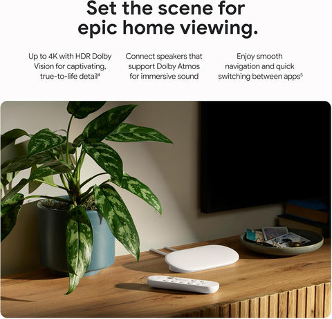 Google TV Streamer 4K - Fast Streaming Entertainment With Voice Search Remote - Watch Movies, Shows, Live TV, and Netflix in 4K HDR - Smart Home Control - 32 GB Storage - Porcelain