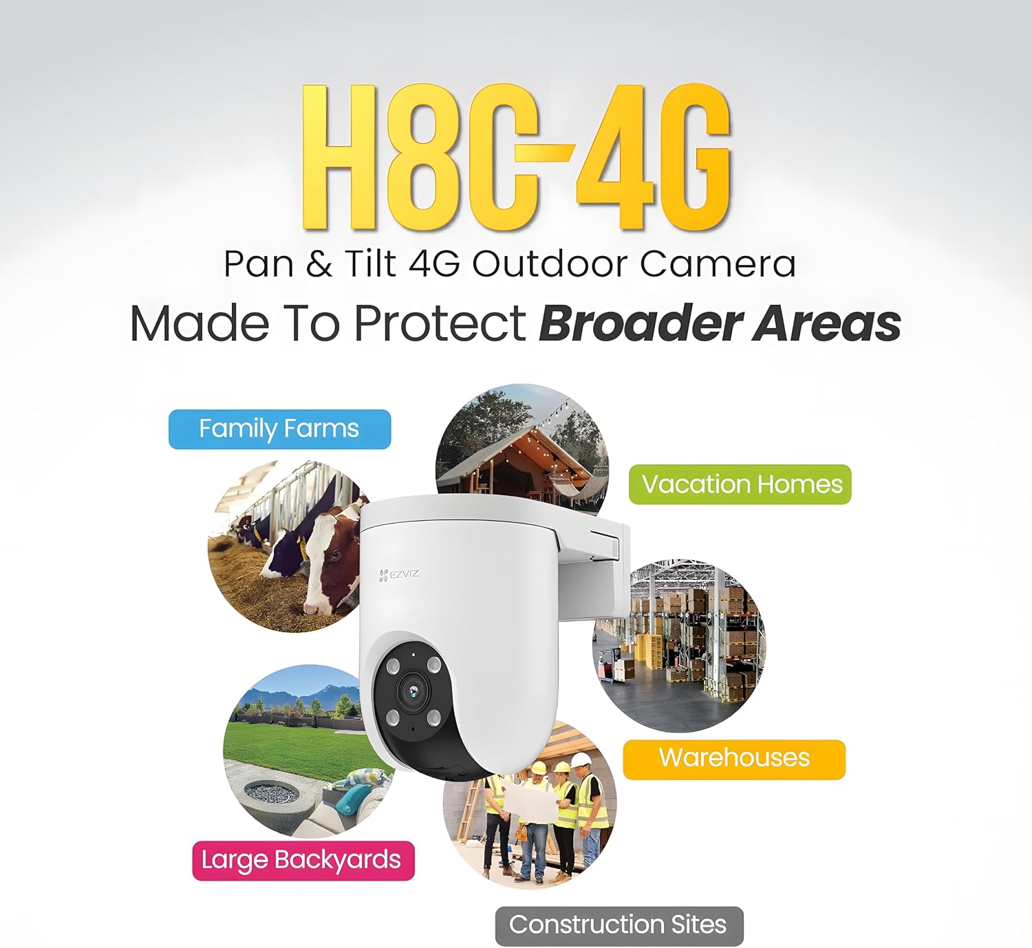 EZVIZ H8C 4G Camera, 2K Resolution, AI Powered Human Detection, Color in Night, Two Way Talk, Weatherproof Design, All SIM Support