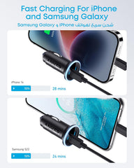 Anker USB C Car Charger Adapter, 52.5W Cigarette Lighter USB Charger, 323 Car Charger with 30W PowerIQ 3.0 Fast Charging for iPhone 17/16 Series, Samsung, Huawei, Xiaomi, Redmi, Vivo, Oppo