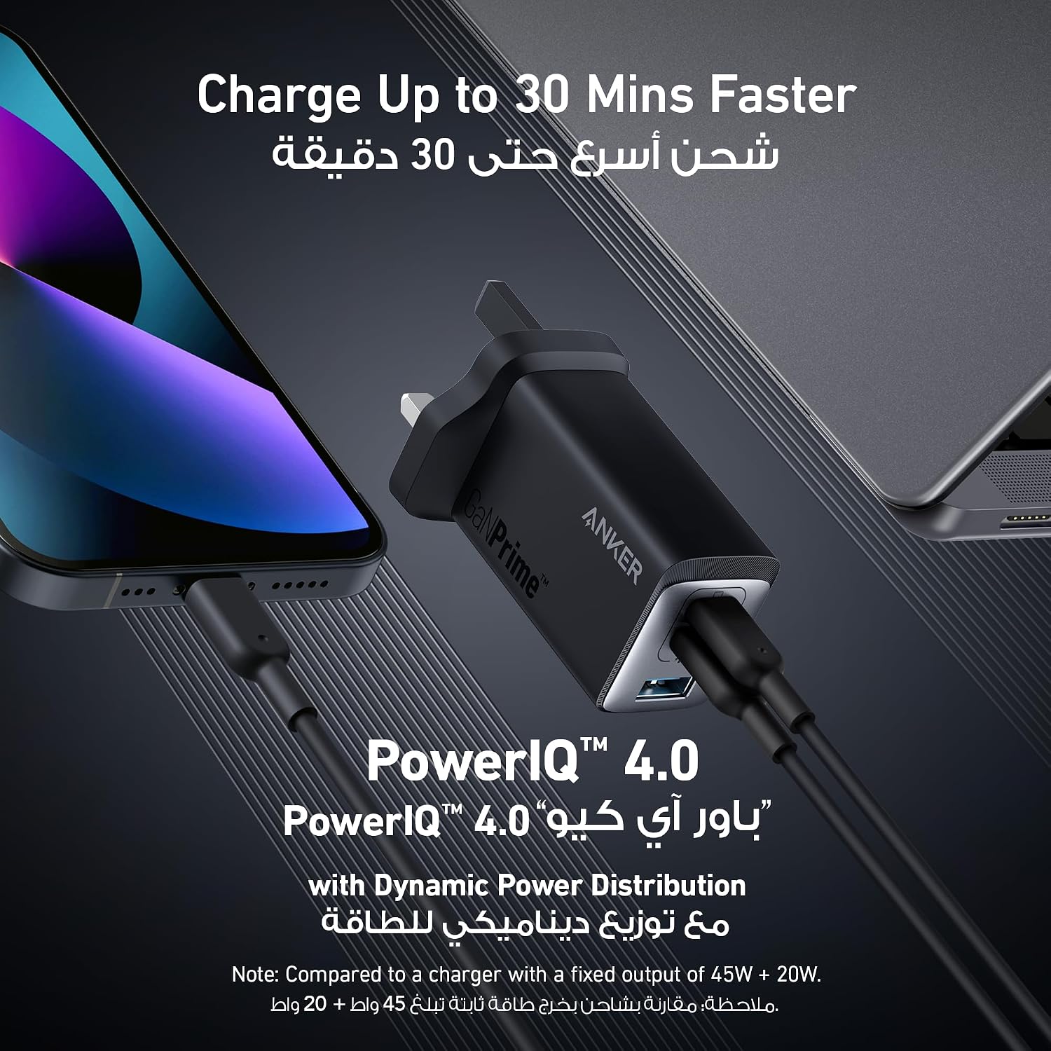 Anker USB C Charger, Anker 735 Charger GaNPrime 65W, PPS 3-Port Fast Compact Foldable Wall Charger for MacBook Pro/Air, iPad Pro, Galaxy S24/S23, Dell XPS 13, iPhone 17/16/15, Huawei, Xiaomi, Redmi