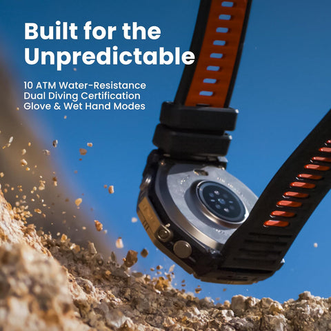 Amazfit T-Rex Ultra 2 Dual Band GPS Outdoor Smartwatch Ti Body 51mm, 3.8cm, Sapphire AMOLED Display, Flashlight, 30 Days Battery, Offline Maps, 10 ATM, 180+ Sports Mode for Devices