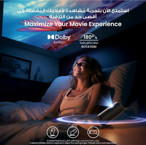 NEBULA Capsule 3 Laser Projector, Upgraded with Google TV and Official Netflix, Mini Smart TV Projector with Wi-Fi, Outdoor Portable Projectors, Dolby Digital, 120-Inch Screen, 2.5H Built-In Battery