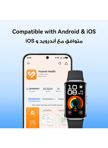 HUAWEI Band 10 Smartwatch, Compatible with iOS Android, Emotional Wellbeing Assistant, Fast Charging And Robust Battery Life, Comfortable Wearing, Pro-Level Sleep Analysis, Black | Best Price UAE | Dubai, Abu Dhabi
