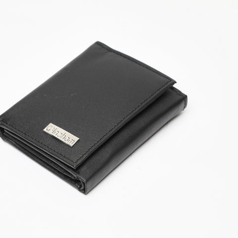 Tri-Fold Organised Wallet Flat Nappa Genuine and Smooth Leather Upper IM2021XDA0005-001-Black