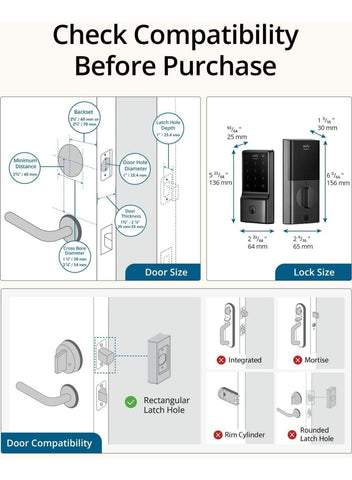 eufy eufy Security Smart Lock C210, 5-in-1 Keyless Entry Door Lock, Built-in WiFi Deadbolt, Smart Door Lock, No Bridge Required, Easy Installation, Touchscreen Keypad, App Remote Control, BHMA Cert | Best Price UAE | Dubai, Abu Dhabi