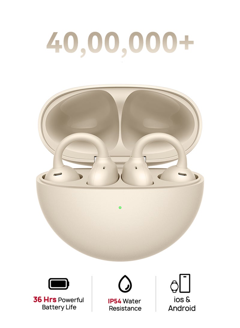 HUAWEI FreeClip Wireless Earphones, Bluetooth Earbuds, Futuristic Aesthetic Design, Feather-Like Wearing, Open-Ear Listening, Long Battery Life, iOS And Android Beige | Best Price UAE | Dubai, Abu Dhabi