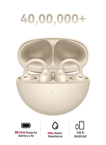HUAWEI FreeClip Wireless Earphones, Bluetooth Earbuds, Futuristic Aesthetic Design, Feather-Like Wearing, Open-Ear Listening, Long Battery Life, iOS And Android Beige | Best Price UAE | Dubai, Abu Dhabi