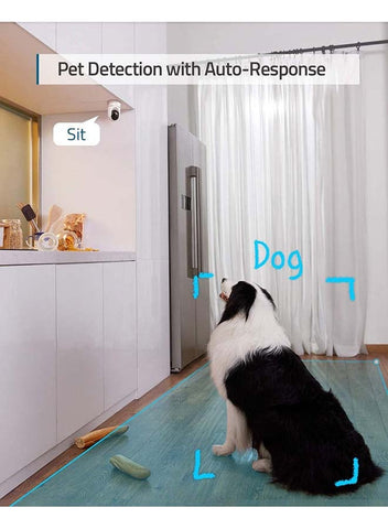 Security 2K Indoor Cam Pan & Tilt, Home Security Indoor Camera, Human and Pet AI, Works with Voice Assistants, Motion Tracking, Night Vision, MicroSD Card Required, HomeBase Not Required