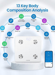RENPHO RENPHO Smart Scale, Body Fat Scale, Digital Bathroom Scale for Body Weight, Body Composition Analysis, Highly Accurate BMI Scale with APP, 400lbs, Includes Batteries, White-Elis 1 | Best Price UAE | Dubai, Abu Dhabi