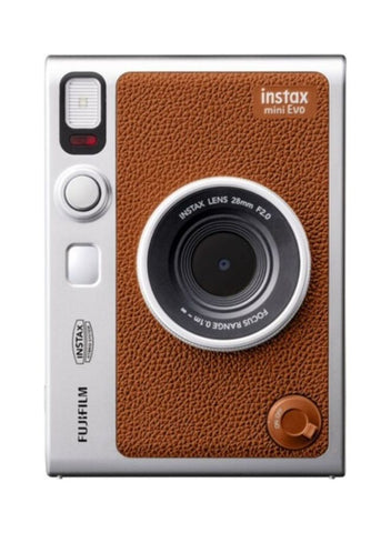 Instax Mini EVO Hybrid Instant Camera – Brown (USB-C) | Instant Print with Digital Preview, Creative Modes & Built-In Selfie Mirror