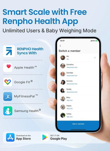 RENPHO RENPHO Smart Scale, Body Fat Scale, Digital Bathroom Scale for Body Weight, Body Composition Analysis, Highly Accurate BMI Scale with APP, 400lbs, Includes Batteries, White-Elis 1 | Best Price UAE | Dubai, Abu Dhabi