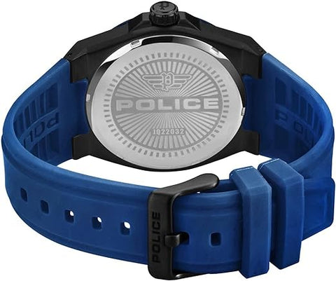 Police Watches salkantay Mens Analog Quartz Watch with Silicone Bracelet PEWJQ2203240, Blue