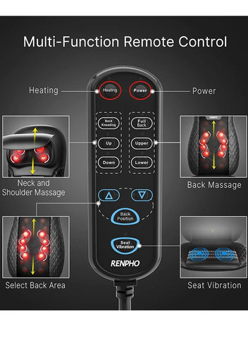 RENPHO Shiatsu Back Massager For Chair, Massage Cushion With Heat- Black | Best Price UAE | Dubai, Abu Dhabi