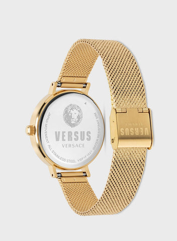 Versus Versace Women's Gold Stainless Steel Mesh Strap Analog Watch VSP1F1621