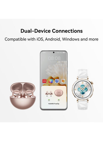 HUAWEI FreeClip, Groundbreaking Aesthetic Design, Feather-light Wearing, Open-ear Listening, AI Crystal-Clear Call, Long Battery Life, Dual-Device Connections Rose Gold | Best Price UAE | Dubai, Abu Dhabi