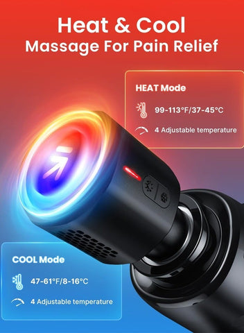 RENPHO RENPHO Thermacool Massage Gun Deep Tissue with Heat and Cold Head, Handheld Muscle Massager with Carry Case, Body Masajeadorfor Home Office Workout, Black | Best Price UAE | Dubai, Abu Dhabi