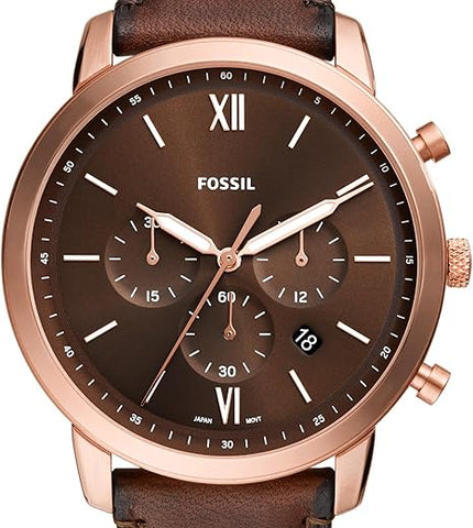 Fossil Men's Neutra Quartz Stainless Steel Chronograph Watch, Color: Rose Gold/Chocolate (Model: FS6026)