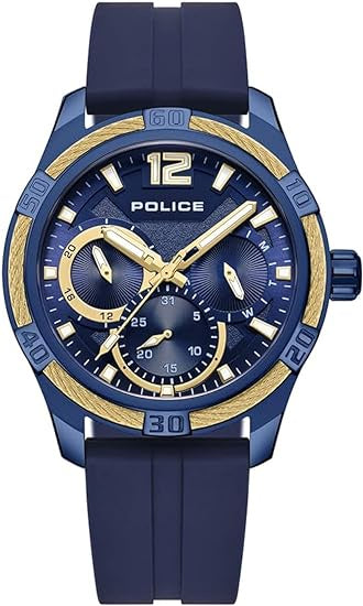 POLICE - Chokery Watch For Men Blue Dial With Blue Silicone Strap - PEWJQ0005303