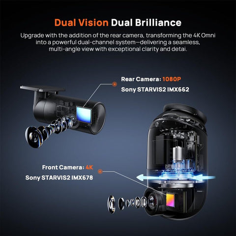70mai 70mai 4K HDR Omni DashCam, Black, Dual Camera | Best Price UAE | Dubai, Abu Dhabi