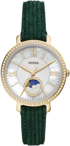 Fossil Women's Analogue Quartz Watch with Leather Strap ES5244, Green, strap