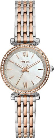 Fossil Women's Carlie Mini Three Hand, Silver-Tone Stainless Steel Watch, ES4649