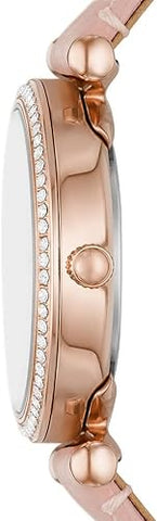 Fossil ES5268 Carlie Three-Hand Blush Eco Leather Analog Watch for Women, 28 mm Size, Pink
