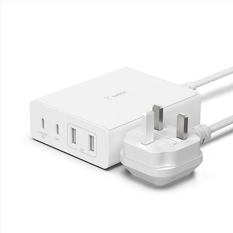 Belkin 108W GaN USB Charging Station for Multiple Devices, 2 USB Type C and 2 USB A Fast Desktop Charger Dock Hub for MacBook, Pro, Air, iPhone, Pro, Max, Mini, iPad Pro, Air, Galaxy and More