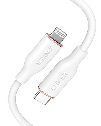 Anker PowerLine III Flow, USB C to Lightning Cable for iPhone 13 13 Pro 12 11 X XS XR 8 Plus [MFi Certified, 6ft, Cloud White] Supports Power Delivery, Silicone Cable (Charger Not Included)