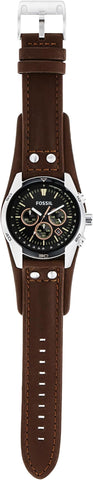 Fossil Men's Coachman Stainless Steel and Leather Casual Cuff Quartz Watch, Casual