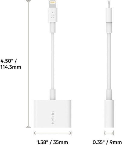 Belkin Audio & Charge Rockstar 3.5 mm iPhone Adapter (iPhone Aux Adapter, iPhone Charging Adapter for iPhone)