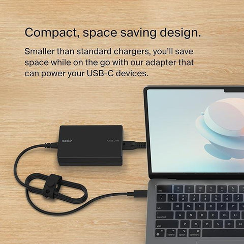 Belkin Connect 100W USB-C Core GaN Power Adapter, Fast-Charging Adapter with Universal USB-C Compatibility, 100W Power Delivery, UK and EU Power Cords for Gaming, MacBook, PC Laptops, and Chromebook