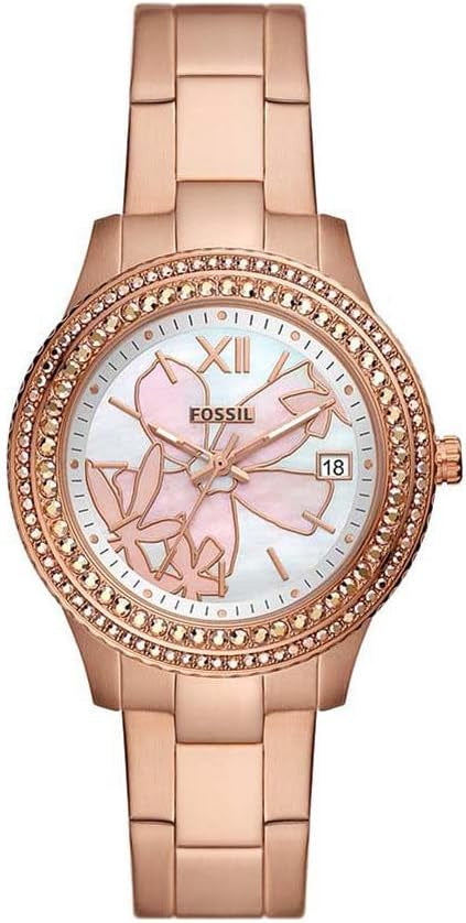 Fossil Women's Stella Three-Hand Date, Stainless Steel Watch with a 37mm case size