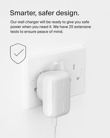 Belkin BoostCharge 42W Dual Port Wall Charger, USB-C + USB-A Charger Fast Charging for iPhone 15, 15 Plus, 15 Pro, 15 Pro Max, 14, 14 Pro Max, 13, Galaxy S24, Plus, Ultra, iPad, AirPods & More - White