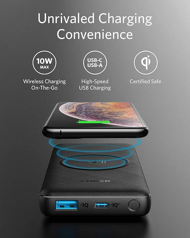 Anker Wireless Power Bank 10,000mAh PD, PowerCore III 10K Wireless Portable Charger with Qi-certified 10W Wireless Charging and 18W USB-C Quick Charge for iPhone 12, Pro, Pro Max, 11, Pro, iPad
