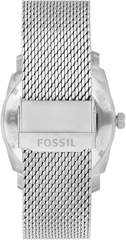 Fossil Machine Three-Hand Day-Date Stainless Steel Mesh Watch - FS6014