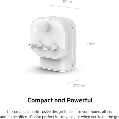 Belkin 37W USB Type C PPS PD Dual Port Wall Phone Charger, Power Delivery 25W USB C Port and 12W USB A Port for Fast Charging Samsung Galaxy S23, Ultra, Plus, Note 20, iPhone 14 Series and More