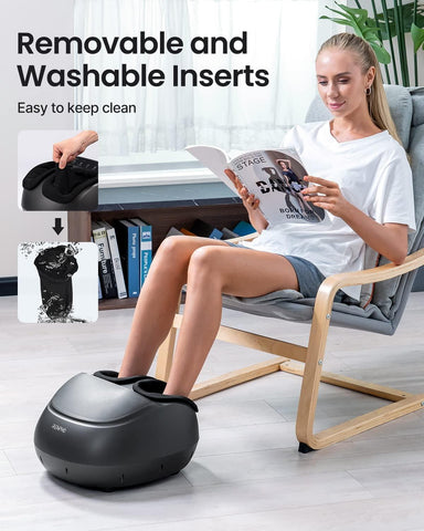 RENPHO Foot Massager Machine with Heat and Remote, Shiatsu Deep Kneading, Delivers Relief for Tired Muscles and Plantar Fasciitis,Fits feet up to Unisex Size 12-Black